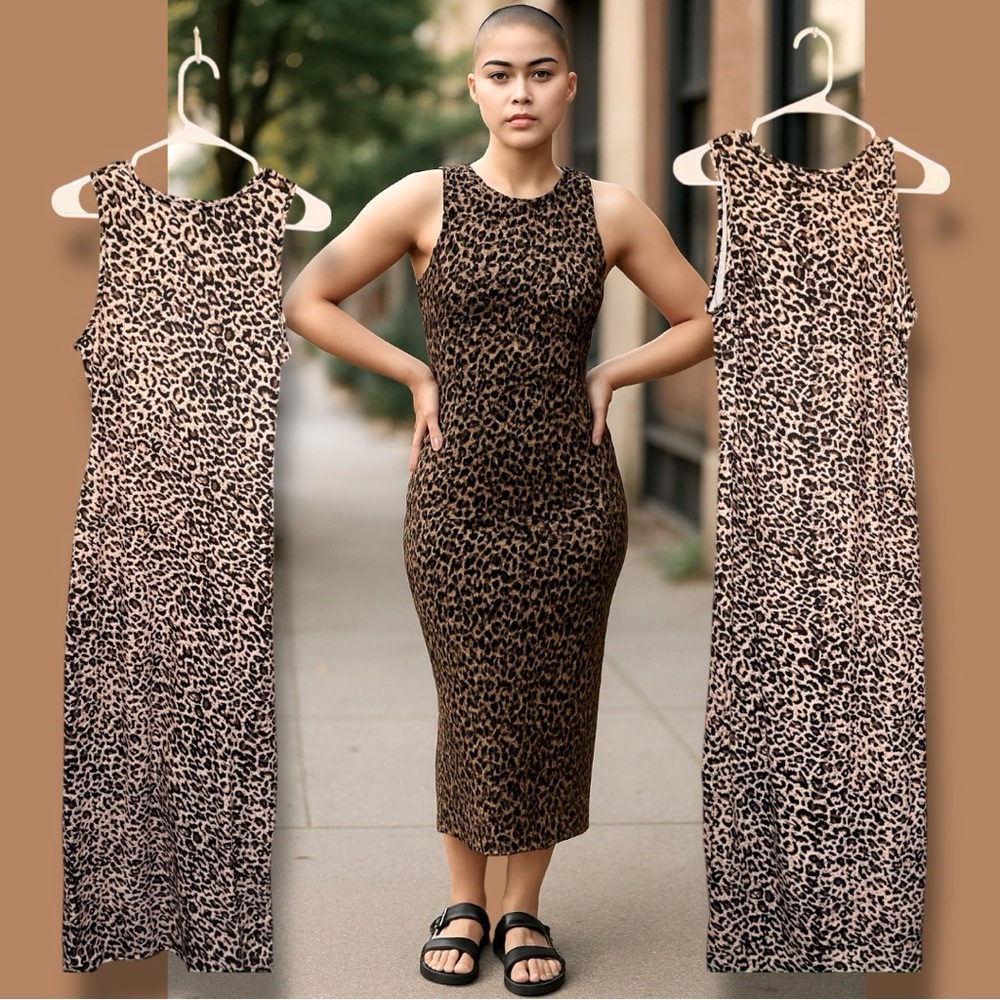 SHEIN Dress Leopard Print Midi Y2K Grunge Aesthetic NWOT Size Medium